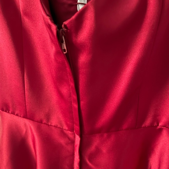 Off-Shoulder Satin A-Line Dress - Picture 6 of 10